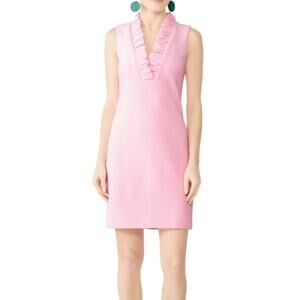 Talbots Plus Shift Dress Pink White Stripe Ruffle V Neck
Sleeveless Size 16 NWT